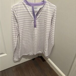 Prince women’s  Lavender and White Striped Long Sleeve Tee